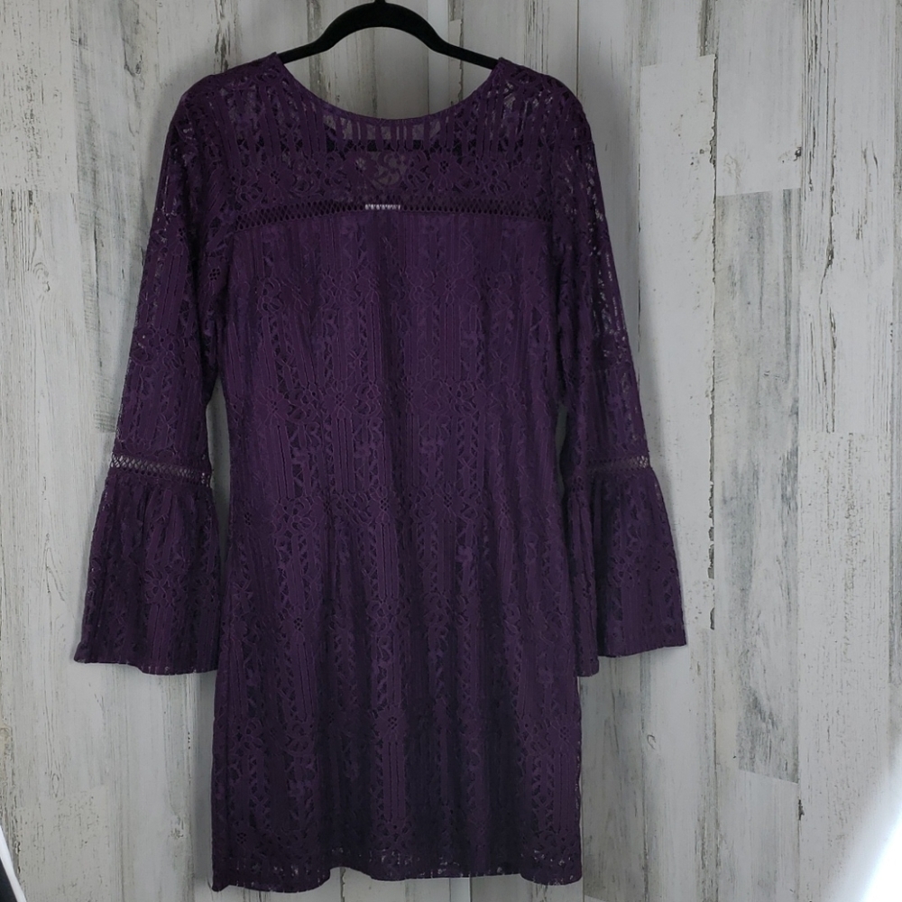 Purple Lace Bell Sleeve Dress sz L